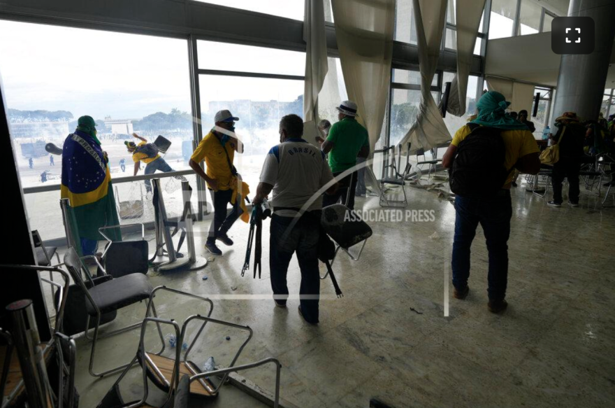 Supporters of former Brazilian President Jair Bolsonaro ransack federal buildings in Brasilia on Jan. 8, 2023, in a failed attempt to overturn the 2022 election he lost.