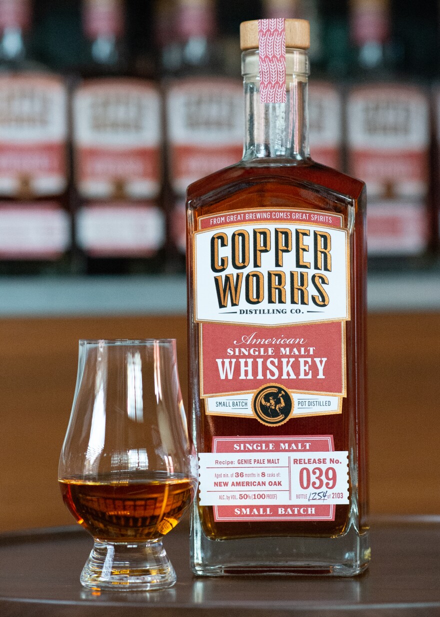Copperworks Distilling Company, based in Seattle, released the first Salmon-Safe American single malt whiskey, called Release Number 039,