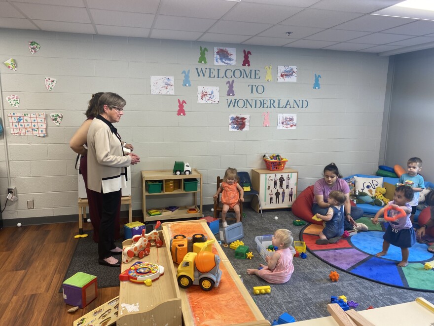 Kansas Governor Laura Kelly visits a child care center