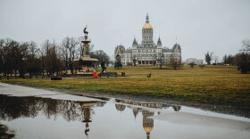 The Connecticut Capitol building as seen from Bushnell Park in Hartford