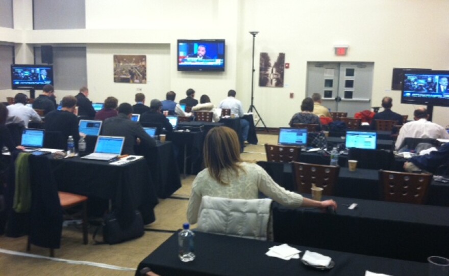 The media room at Romney HQ