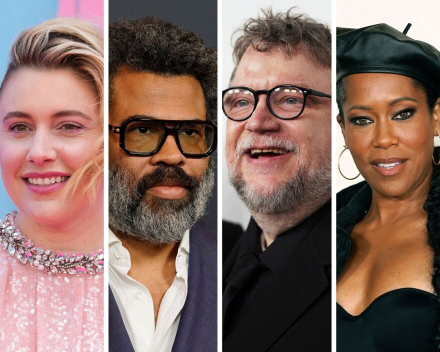 From left: Greta Gerwig, Jordan Peele, Guillermo del Toro, Regina King
