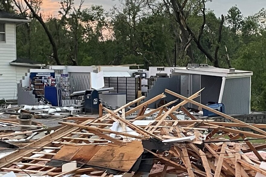 The Clear Creek Post Office sustained damage during the tornado on May 16.