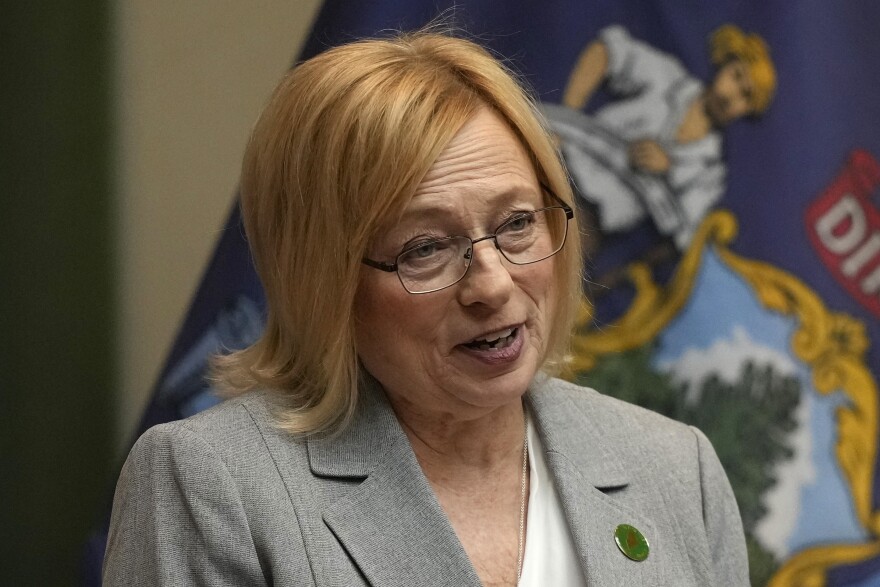 Democratic Gov. Janet Mills delivers her State of the Budget address on Feb. 14, 2023, at the State House in Augusta, Maine. On Wednesday, May 10, Mills proposed nearly $900 million for a supplemental budget, with the additional spending intended to tackle urgent problems including affordable housing, shelter for homeless people and emergency medical services.