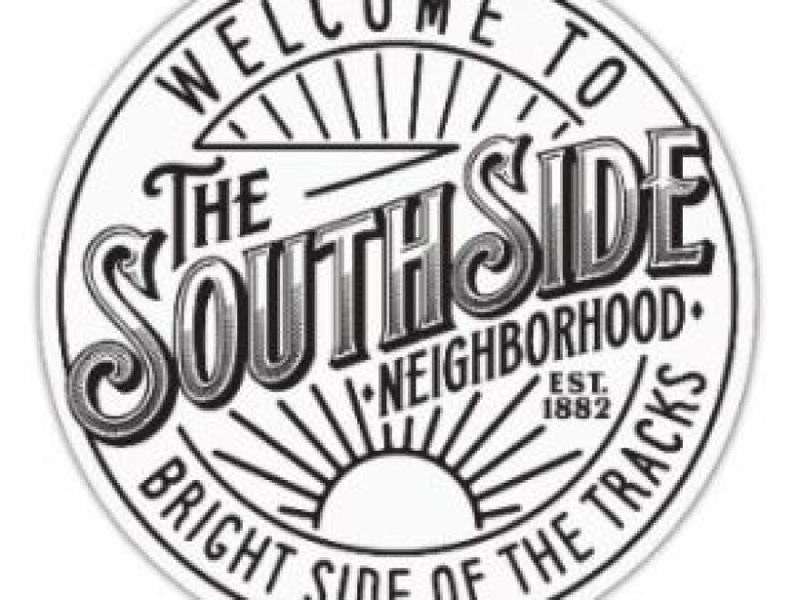 A logo stating "Welcome to the SouthSide Neighborhood, bright side of the tracks." 