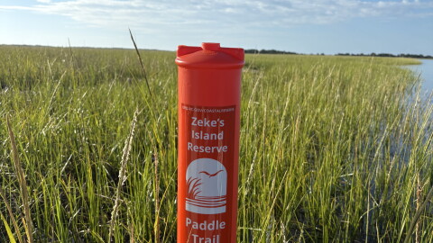 This is one of the markers for Zeke's Island paddle route.