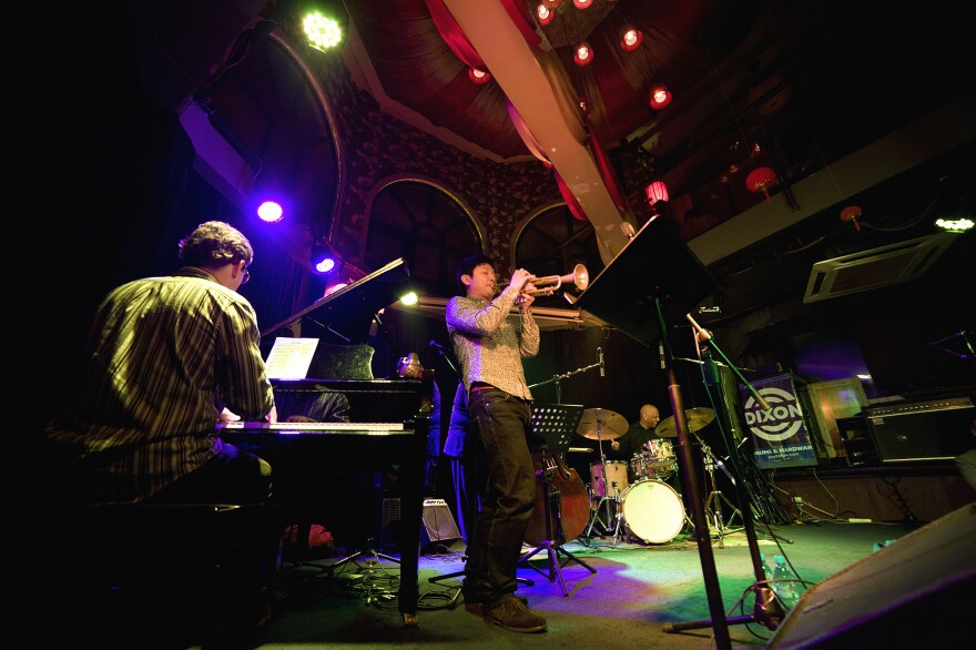 A jazz performance at the JZ Club in Shanghai. The club attracts an eclectic crowd, which on the evening NPR visited included a group of female musicians who play traditional Chinese music.