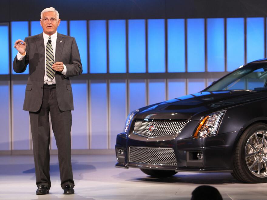 Robert Lutz, then Vice Chairman at General Motors, introduces the Cadillac CTS V production car during a press preview on Jan. 14, 2008 in Detroit. Lutz says companies should welcome risk-taking executives.