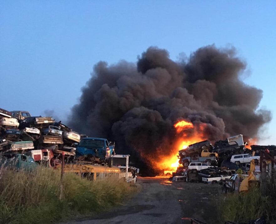 The fire destroyed roughly 350 scrap vehicles. (Photo credit Anchor Point Fire and Emergency Services)