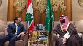 In this Monday, Oct. 30, 2017 file photo, released by Lebanon's official government photographer Saudi Crown Prince Mohammed bin Salman, right, meets with Lebanese Prime Minister Saad Hariri in Riyadh, Saudi Arabia. (Dalati Nohra via AP, File)