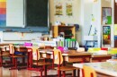 Empty elementary classroom