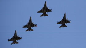 Four F-16's fly over during the national anthem before the NASCAR Sprint Cup Series SUBWAY Fresh Fit 500 at Phoenix International Raceway on March 4, 2012 in Avondale, Arizona.
