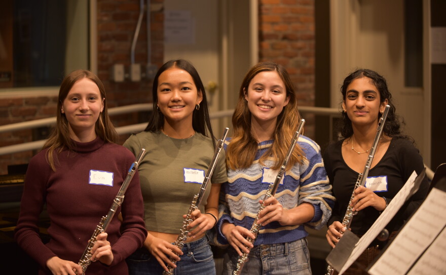 The Flute Quartet (L to R): Eva Iannelli, Michelle Chen, Anya Harmon, and Ananya Parlapalli