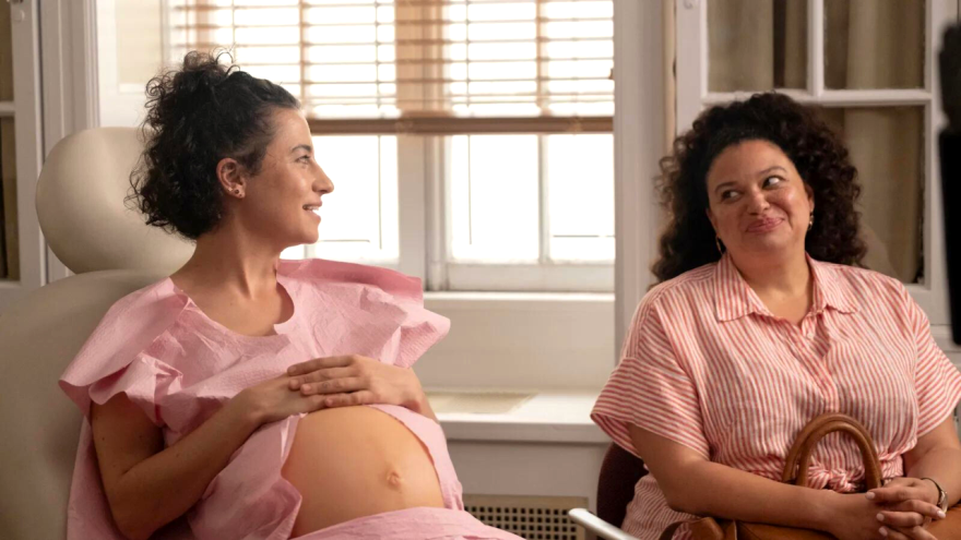 Film still of Ilana Glazer and Michelle Buteau in Babes (2024).