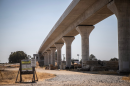 Construction of a ramp for California's high-speed rail project in Fresno on Sept. 12, 2025.