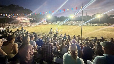 The view from the east side grandstands at the Cooper Rodeo on July 17, 2026.
