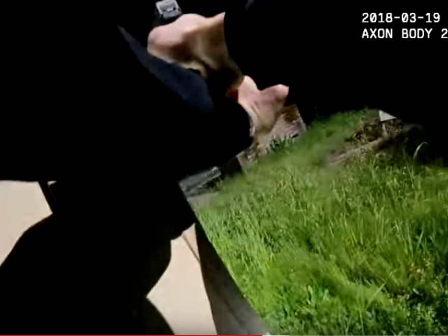 A still from police body camera footage of the officer-involved shooting of 22-year-old Stephon Clark on Sunday in Sacramento.