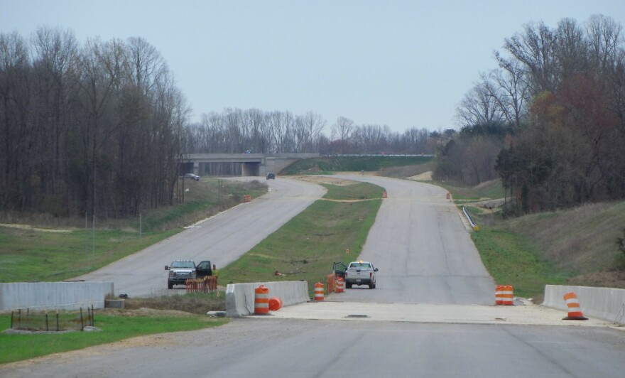 A stretch of the Monroe Expressway north of Monroe, which is nearing completion. 