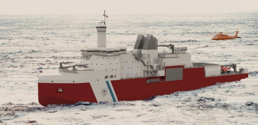 ship in icy waters