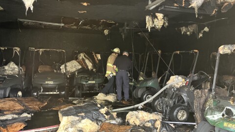 Pictured here, the Armco Park Golf Course fire was contained to the cart barn and the carts and equipment inside - “are considered a total loss.”