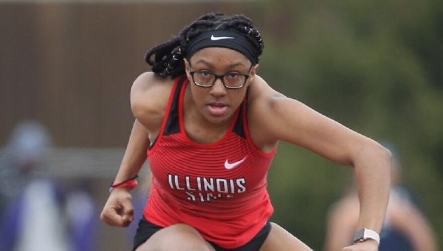 Mya Robinson competing in track event