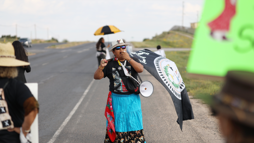 Several Navajo tribal members marched in the capital of Window Rock on Thu, Sept. 8, 2022 for accountability and transparency in the Aug. 2 primary election.