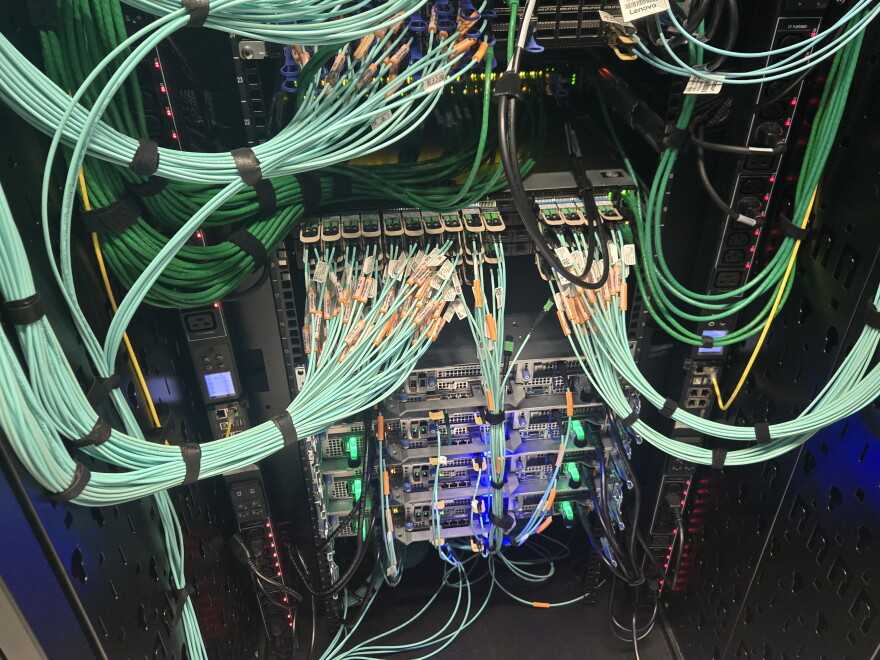 A server inside the fourth generation of the University of Florida's HiPerGator supercomputer.