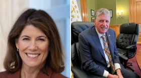 Unofficial challenger Helena Bounanno Foulkes, left, and Rhode Island Gov. Dan McKee, right, appear to be heading for a Democratic primary rematch in the 2026 race for governor.