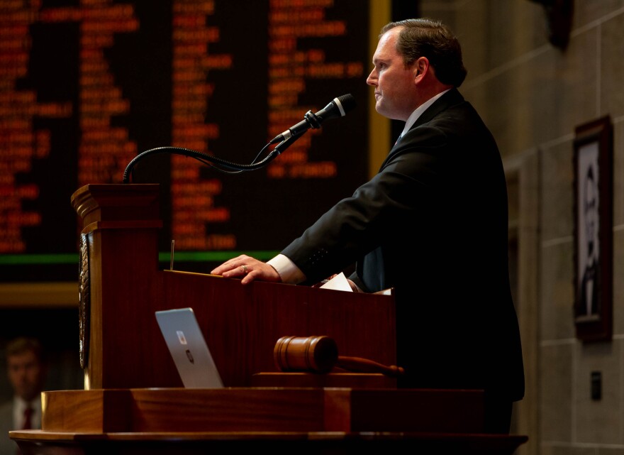 Speaker of the House Rep. Rob Vescovo (R-Arnold), calls the legislative session to order on Wednesday at the capitol in Jefferson City. 