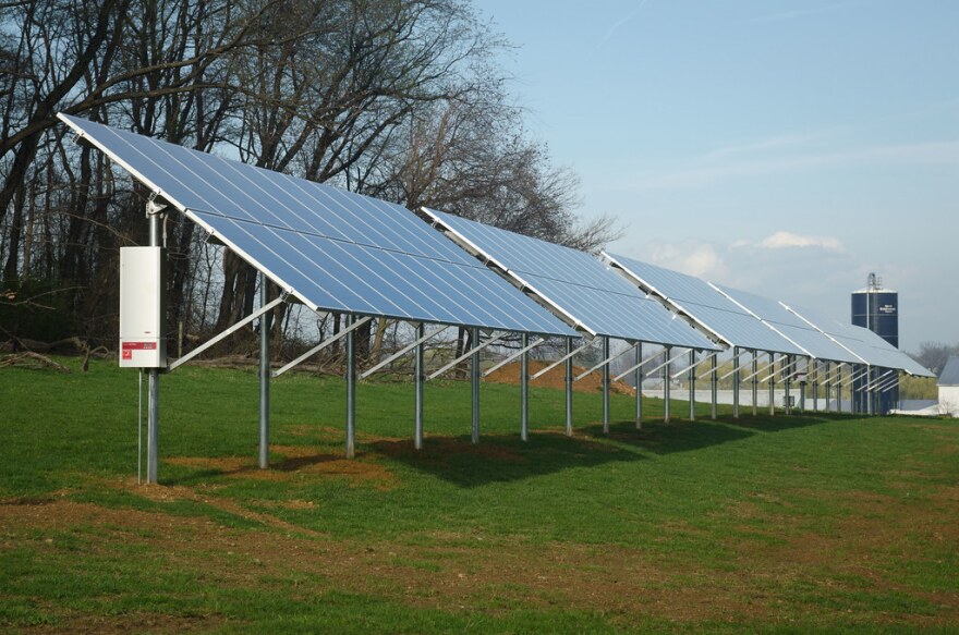 Solar panels financed by a USDA grant on a farm Pennsylvania