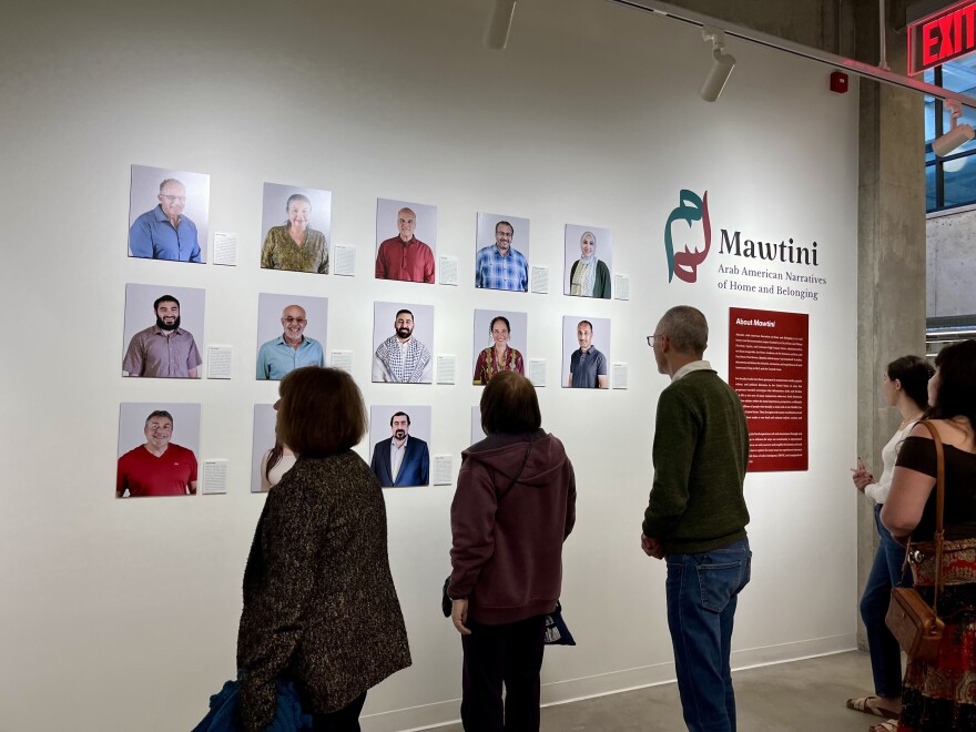 The “Mawtini” exhibit at the Cal Poly Kennedy Library Gallery features the portraits of the 14 narrators included in the project.