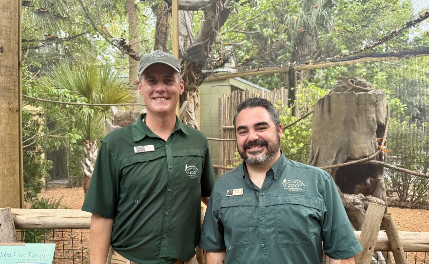Mike Terrell, the Curator of Animal Experiences (left) and Devin Clarke, Senior Primate and Mammal Supervisor, at the Palm Beach Zoo & Conservation Society in West Palm Beach