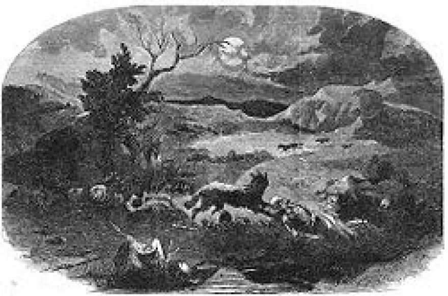 The cover of the August 13, 1859 issue of Harper's Weekly illustrates the killing field as described by Brevet Major Carleton \"one too horrible and sickening for language to describe.\"
