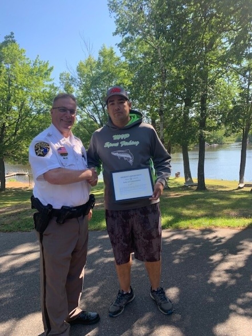 Jamie Goffard with Vilas County Sheriff Joe Fath