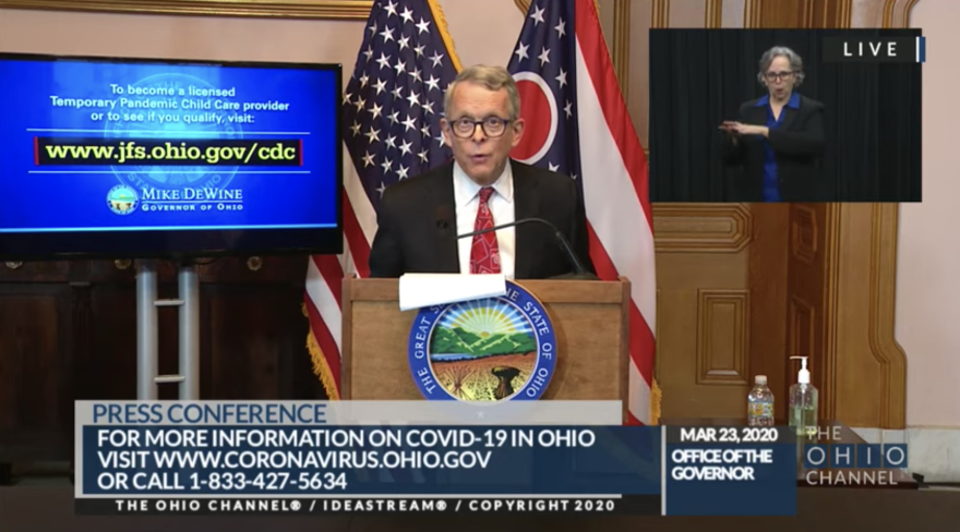 Ohio Governor Mike DeWine during today's coronavirus emergency press conference.