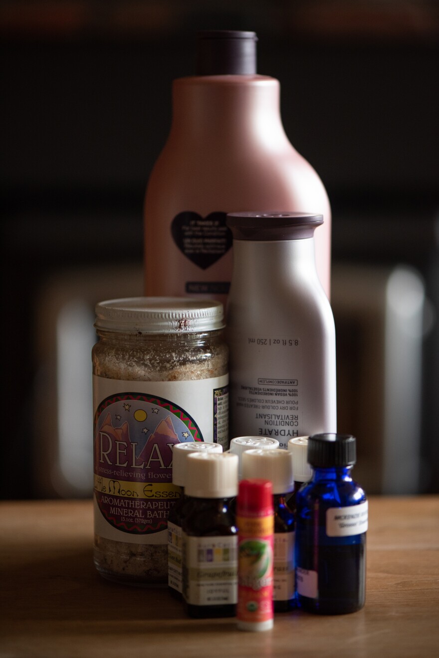 Some of the products that Janet Winston's allergy skin-patch testing revealed she can no longer use.