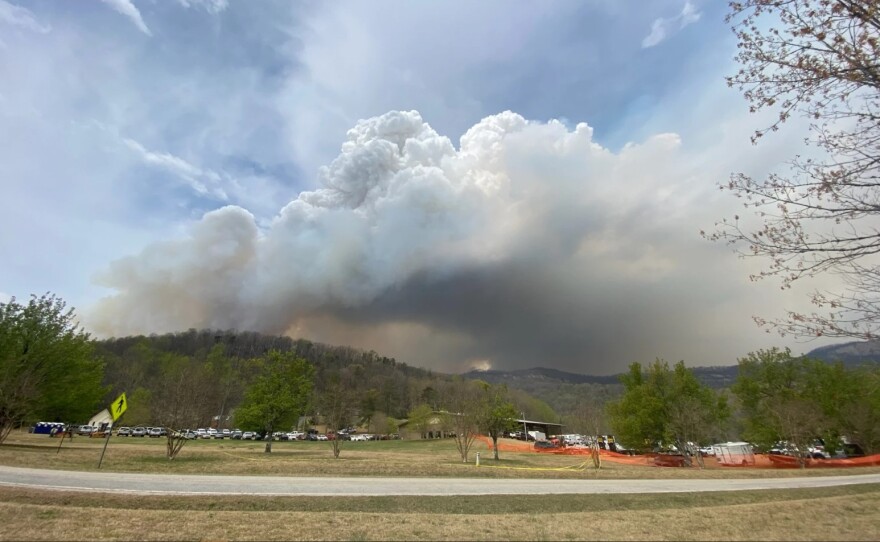 Wildfires burned across parts of western North Carolina.