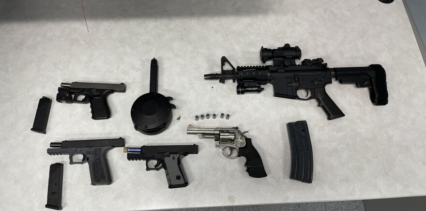 Detectives say they seized a small arsenal from a man suspected of being behind a major cannabis farm burglary in Santa Barbara County.