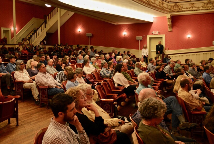 About 200 people gathered at Rutland's Paramount Theatre to watch Republican Gov. Phil Scott debate his Democratic challenger Christine Hallquist.