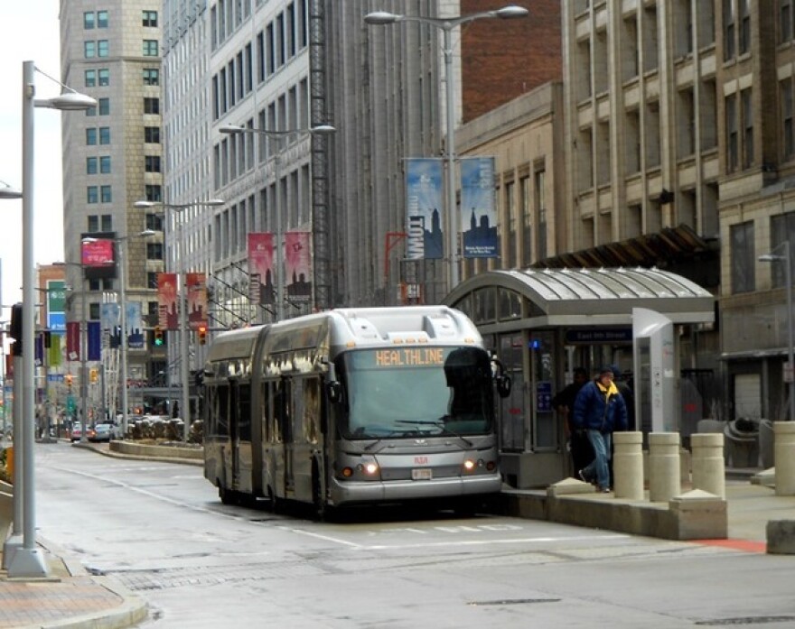 RTA says its buses and trains are designated Safe Areas (WCPN/Brian Bull)