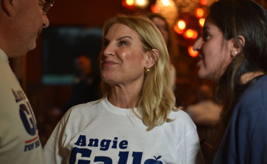 Angie Gallo celebrated her apparent victory in the race for Orange County School Board chair.