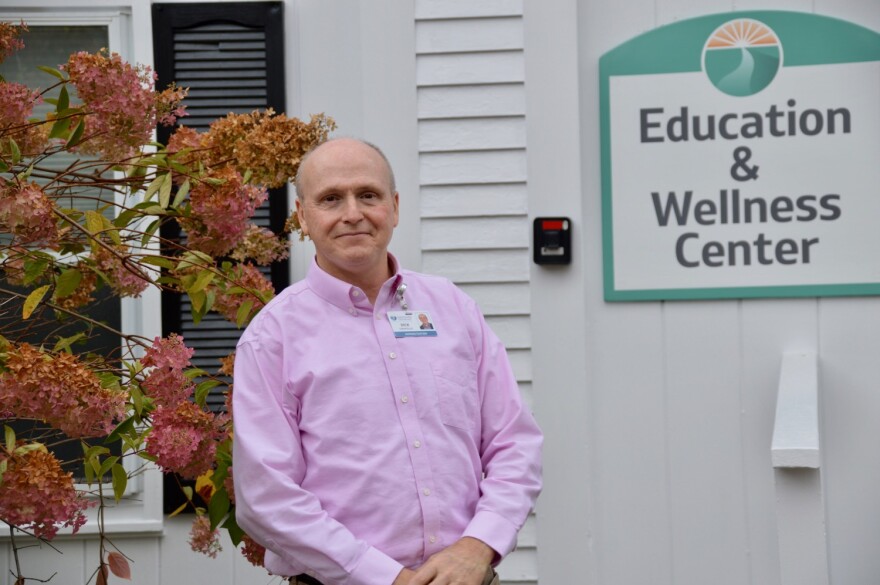 Dick Courcelle in front of Rutland Mental Health