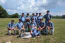 Members of the Capital Base Ball Club pose in vintage uniforms.