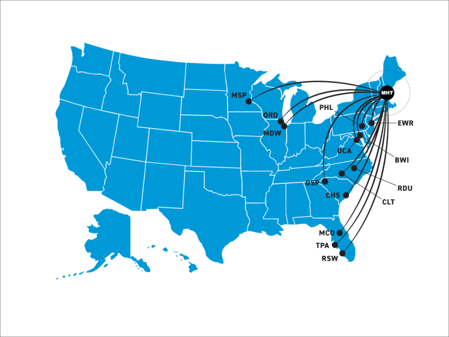 Direct flights out of Manchester-Boston Regional Airport