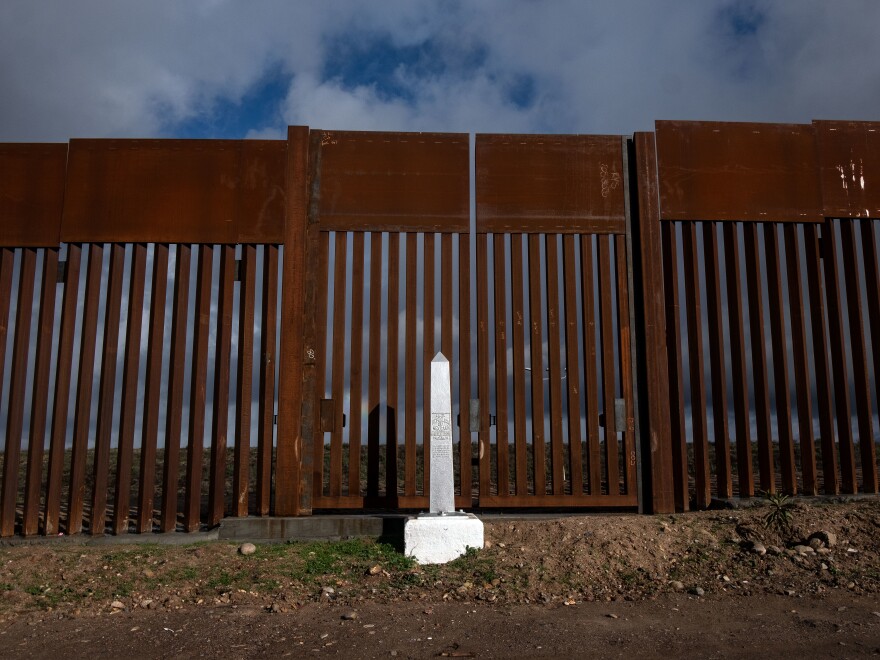 A section of the reinforced U.S.-Mexico border fence in the Otay Mesa area, San Diego County, is seen from Tijuana in Mexico. President Trump says a border wall made of steel would help American steel companies.