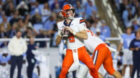 Syracuse quarterback Steve Angeli (9, White) fires a pass against North Carolina.