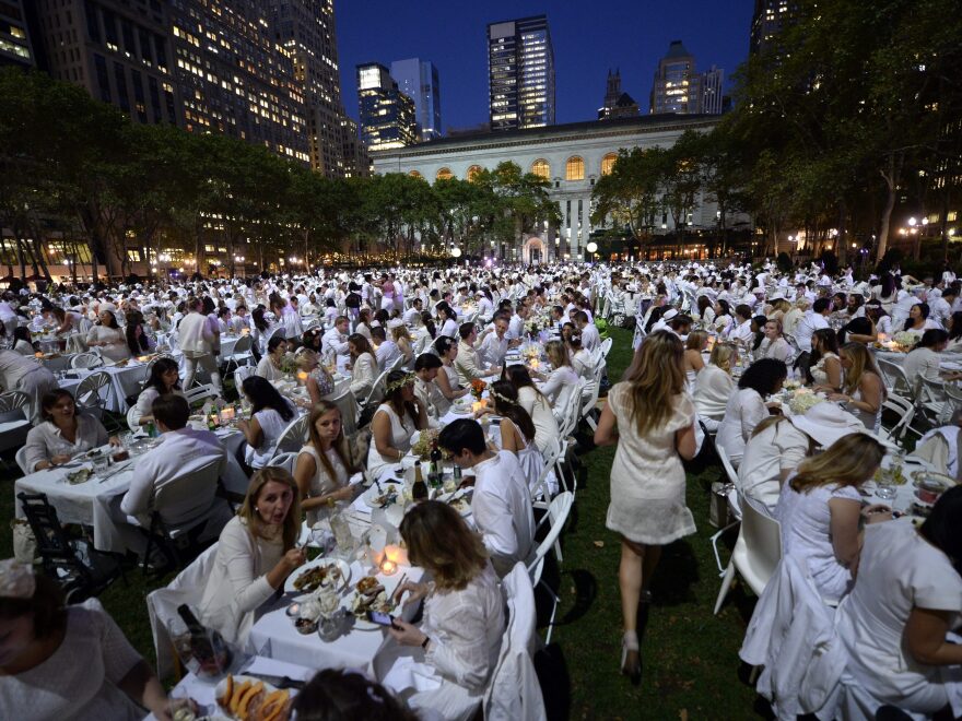 Some 4,000 guests, all dressed in white, showed up for the secret dinner party in New York City's Bryant Park.