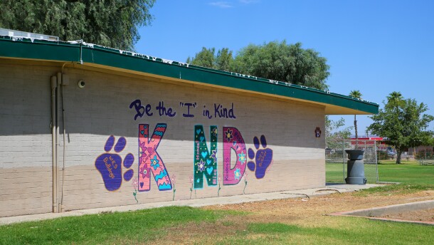 Wellton Elementary School in eastern Yuma County. The district is among the local public schools KAWC examined in its analysis of Arizona school funding and Empowerment Scholarship Accounts.