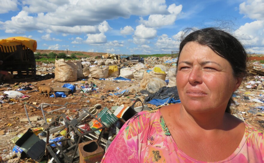 Gardivania Teixeira Lima, a single mother, works at the dump to support her seven children.