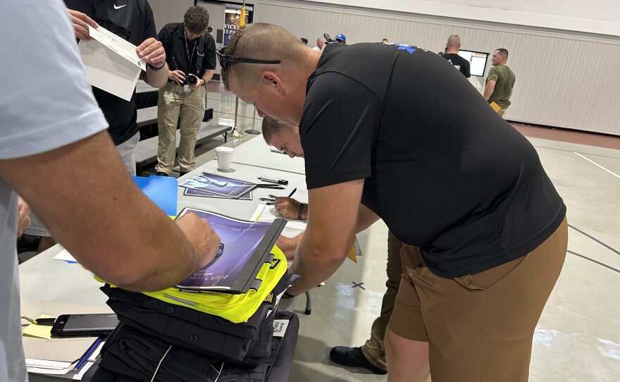 Ohio State Highway Patrol members preparing for the trip to Texas to help flood victims 
